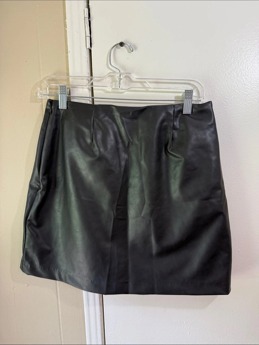 Old Navy Womens Faux Leather Faux Wrap Mini Skirt Black Moto Edgy Small